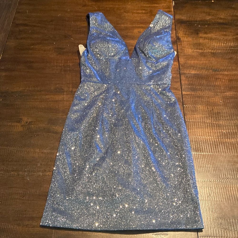 Ed Young Sparkly Formal Party Dress Homecoming Size XS silver and blue